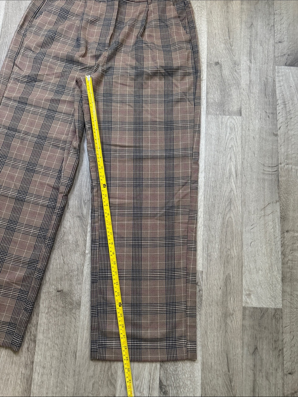 Old Navy Brown Plaid Taylor Wide Leg Trouser Dress Pants with Black Check. SizeL - Picture 7 of 13